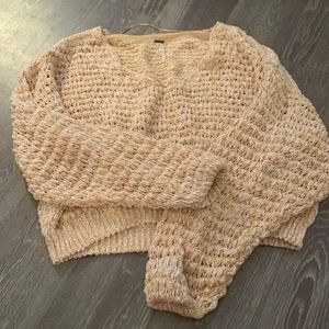 Free People Nude/Light Orange/Salmon Cream Knit Sweater - Medium